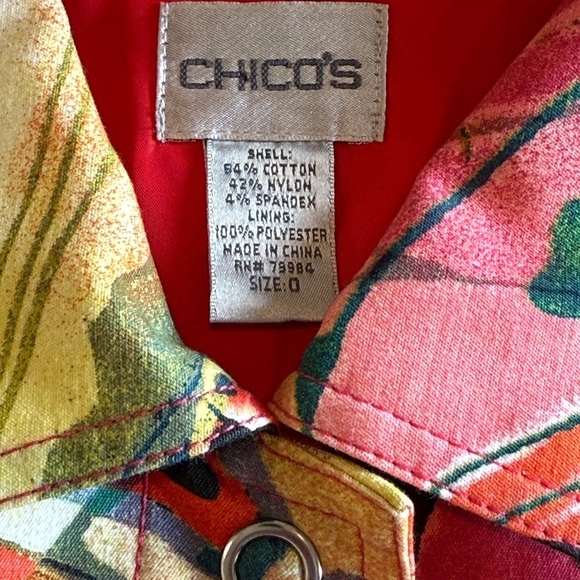 Chico's multi-coloured butterfly print button-up shirt size 0 #fairycore - Picture 2 of 10